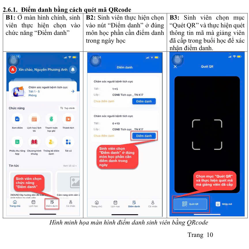 Hướng dẫn Tân sinh viên điểm danh khi học tại trường