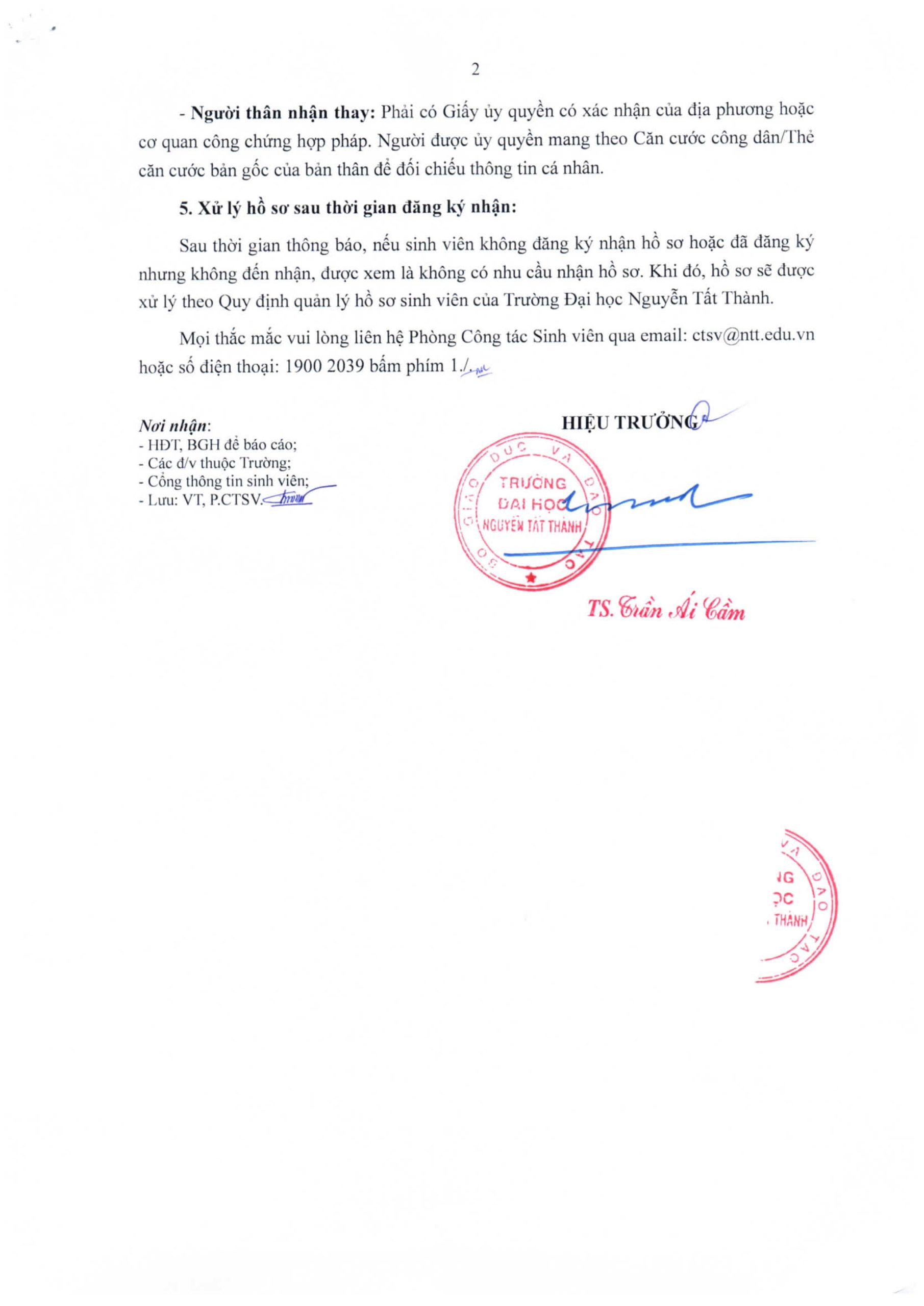 Thông báo V/v trả hồ sơ nhập học cho SV khoá 2012 đã tốt nghiệp