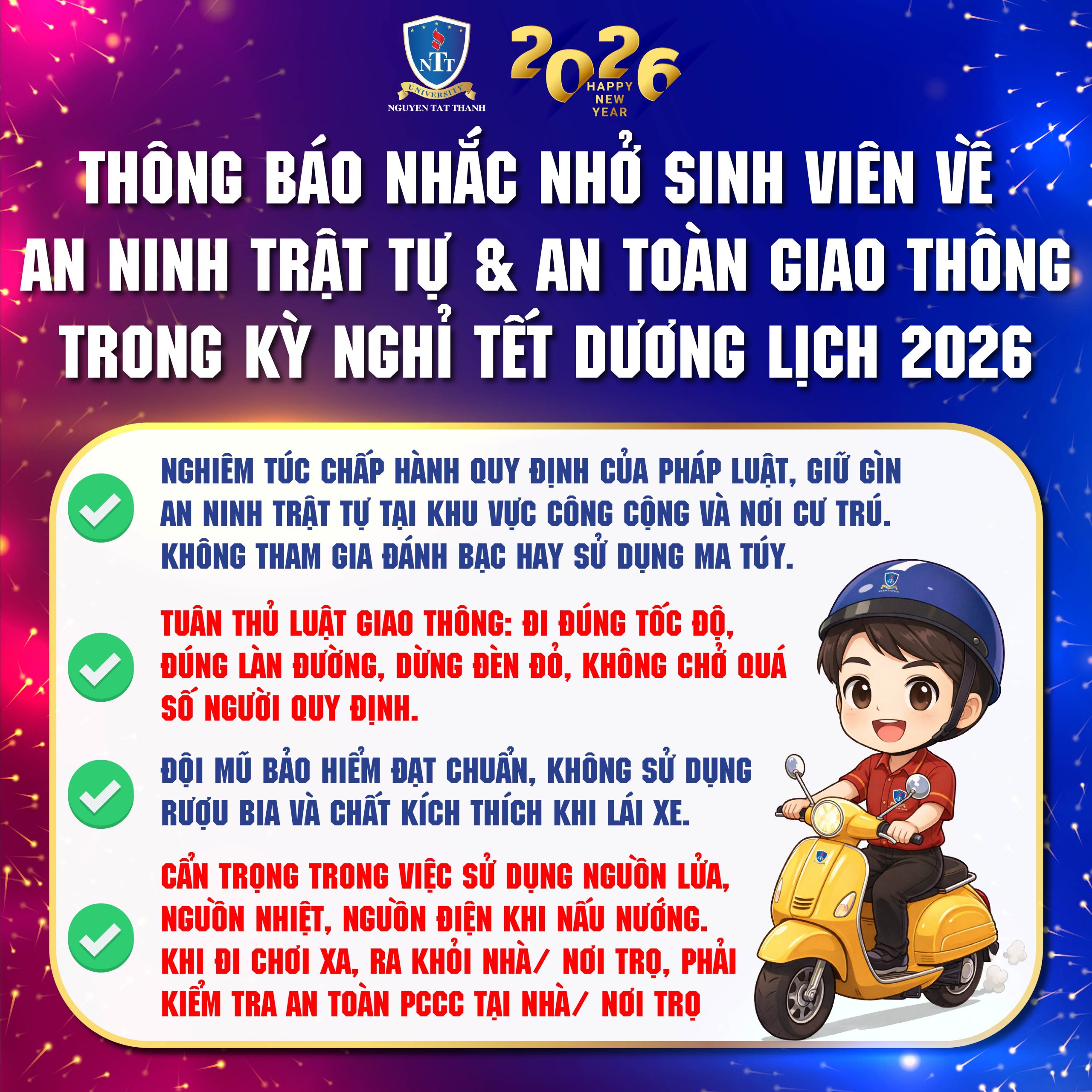 Sinh viên lưu ý - Nghỉ lễ vui, an toàn là trên hết
