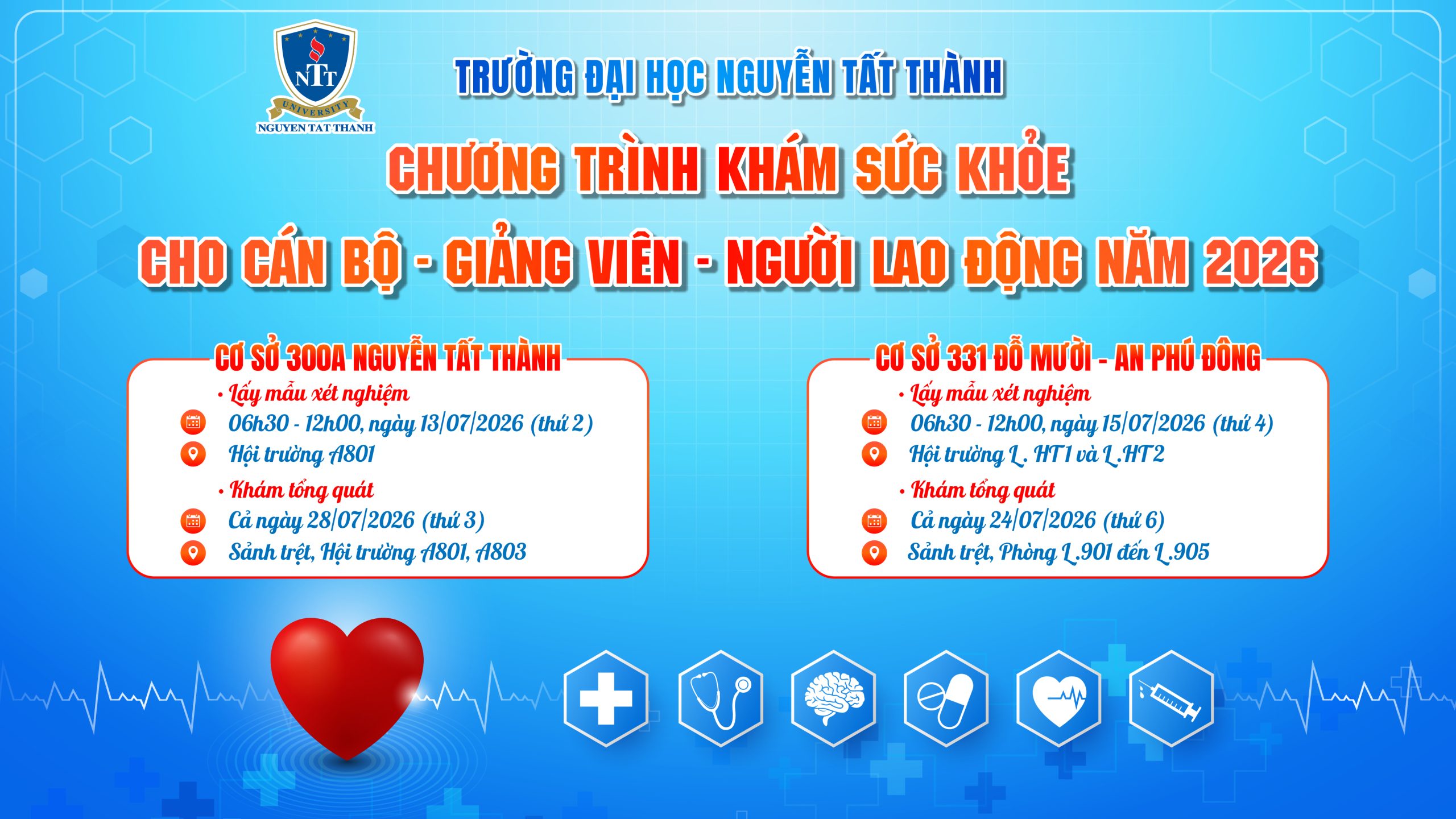 NTTU khởi động chiến dịch Khám sức khỏe định kỳ năm 2026 với hơn 1.500 nhân sự - Đồng hành chăm sóc "nguồn vốn quý" của Nhà trường