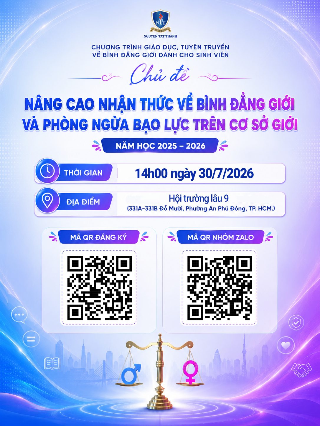 Chương trình giáo dục tuyên truyền về bình đẳng giới dành cho sinh viên năm học 2025 - 2026.