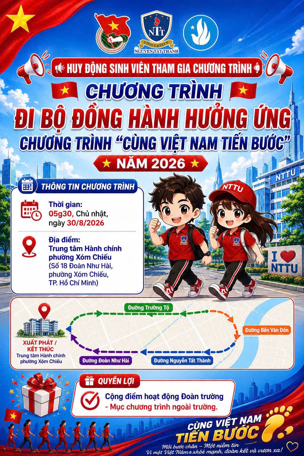 Sinh viên NTTU Hướng ứng Chương trình “Cùng Việt Nam tiến bước” năm 2026