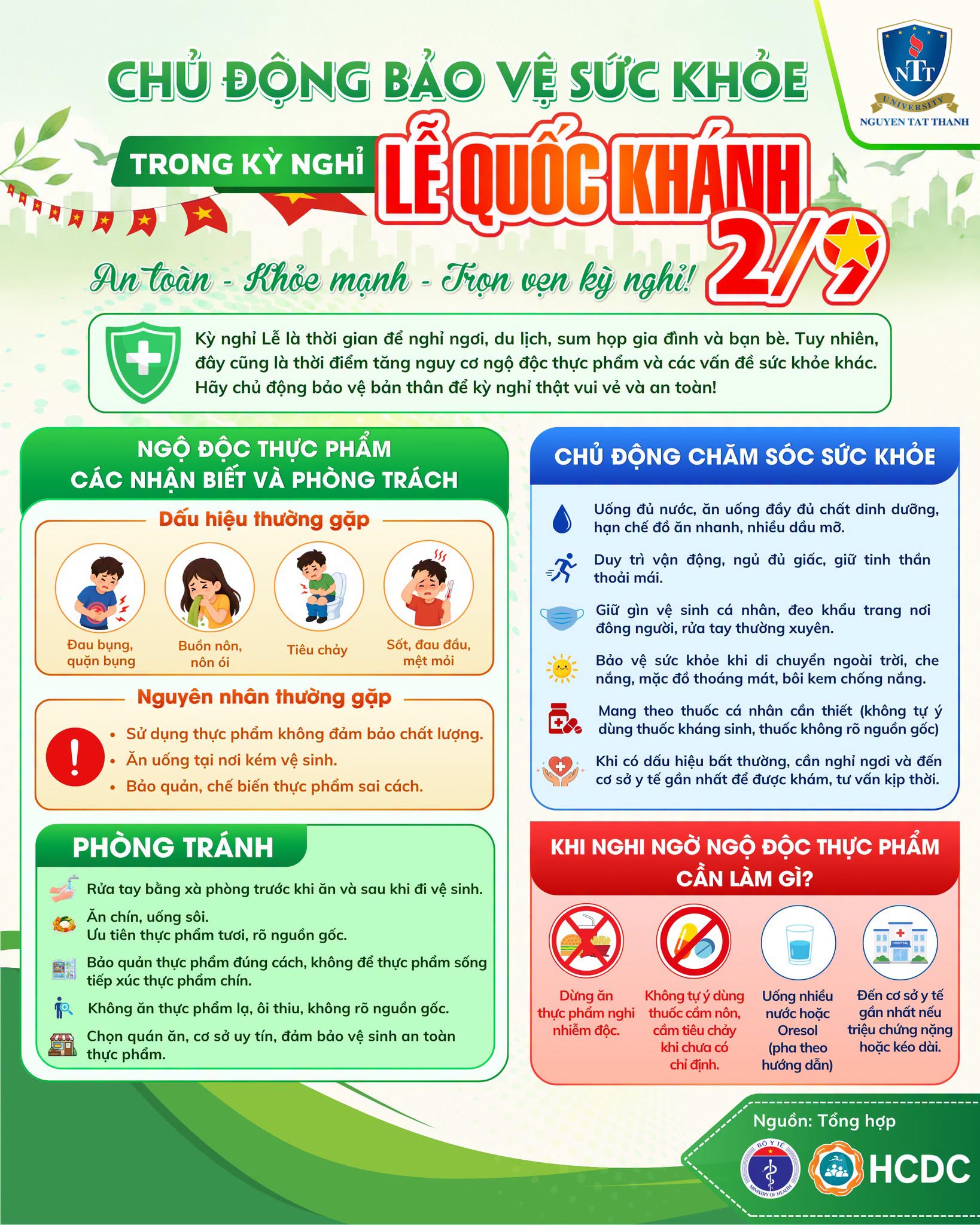 Sinh viên nttu - Chủ động bảo vệ sức khỏe trong kỳ nghỉ Lễ Quốc Khánh 2/9