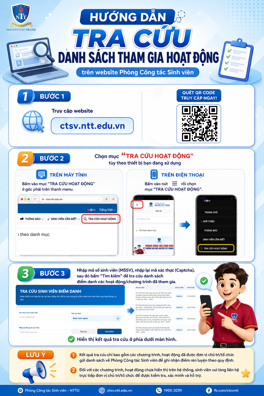 Hướng dẫn tra cứu các hoạt động trên website Phòng Công tác sinh viên