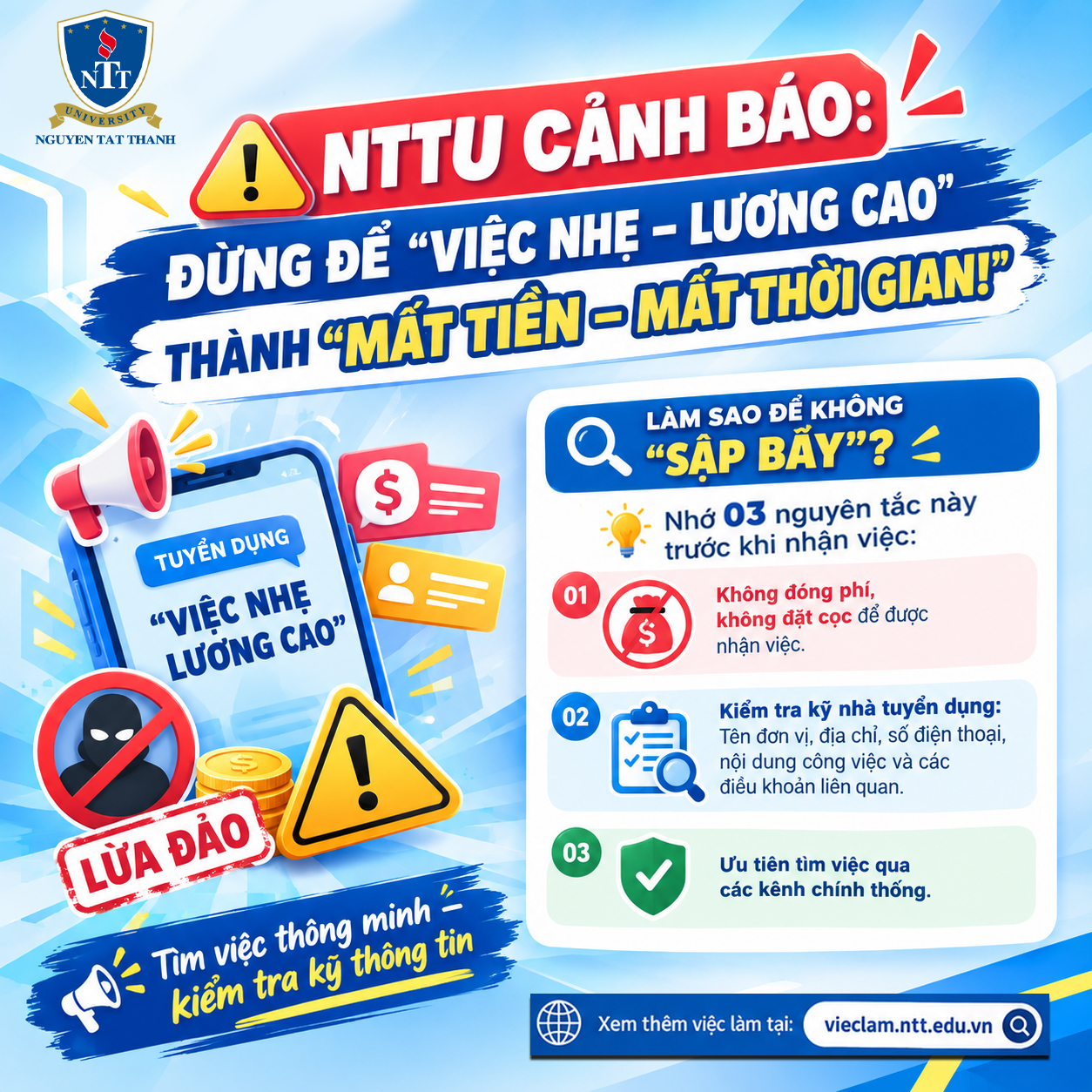 Cảnh báo lừa đào - Đừng Để “Việc Nhẹ – Lương Cao” Thành “Mất Tiền – Mất Thời Gian”!